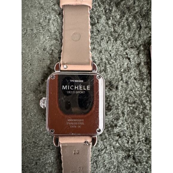 Michele Deco Sport Rose Gold Watch MWW06K000015 w/ Pink Strap & New Leather Band - Picture 3 of 5